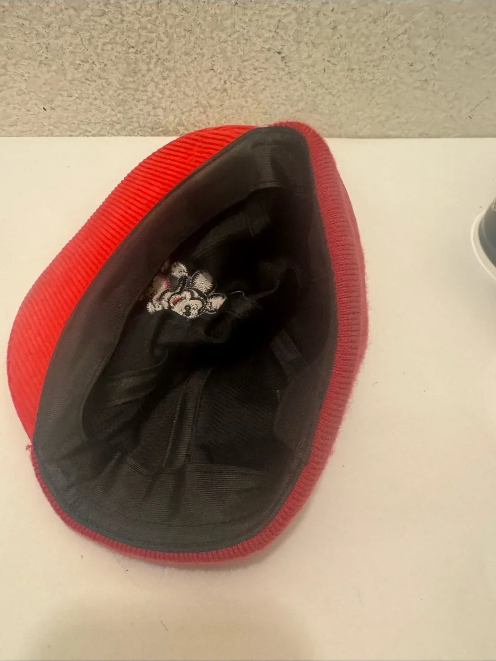 Disney Red and Black Kids Corduroy Cap with Character Patch